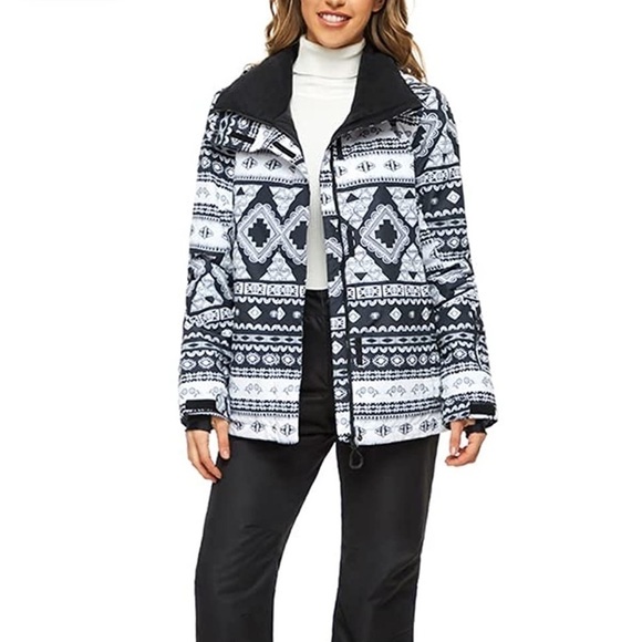 SMN Jackets & Blazers - NEW SMX Ski Snowboard Jacket Black Aztec Print Black White Size Medium NWT